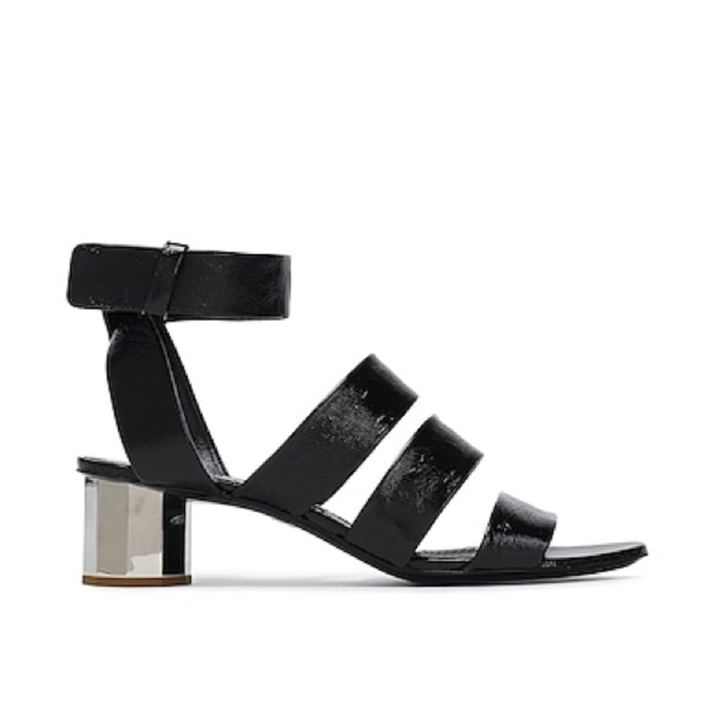 Proenza Schouler Women’s‎ Black Sandals with Block Silver Heel Size 40